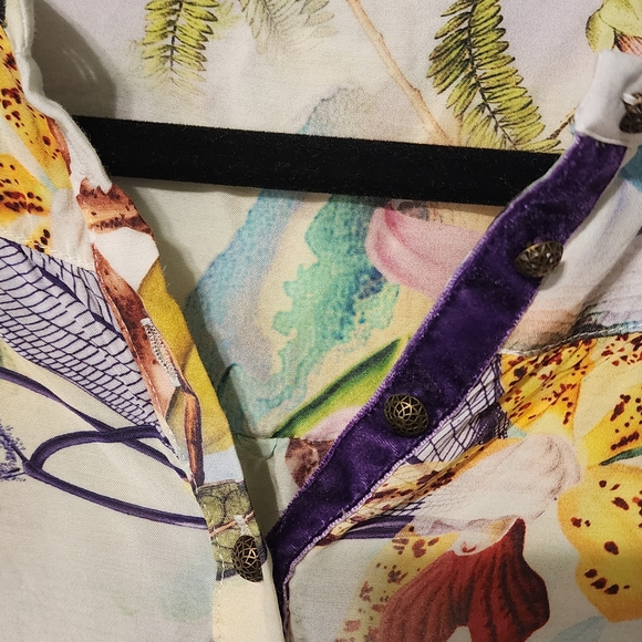 Soft Surroundings Floral Tropical Tunic with Purple Velvet Accents, Medium - Picture 2 of 7